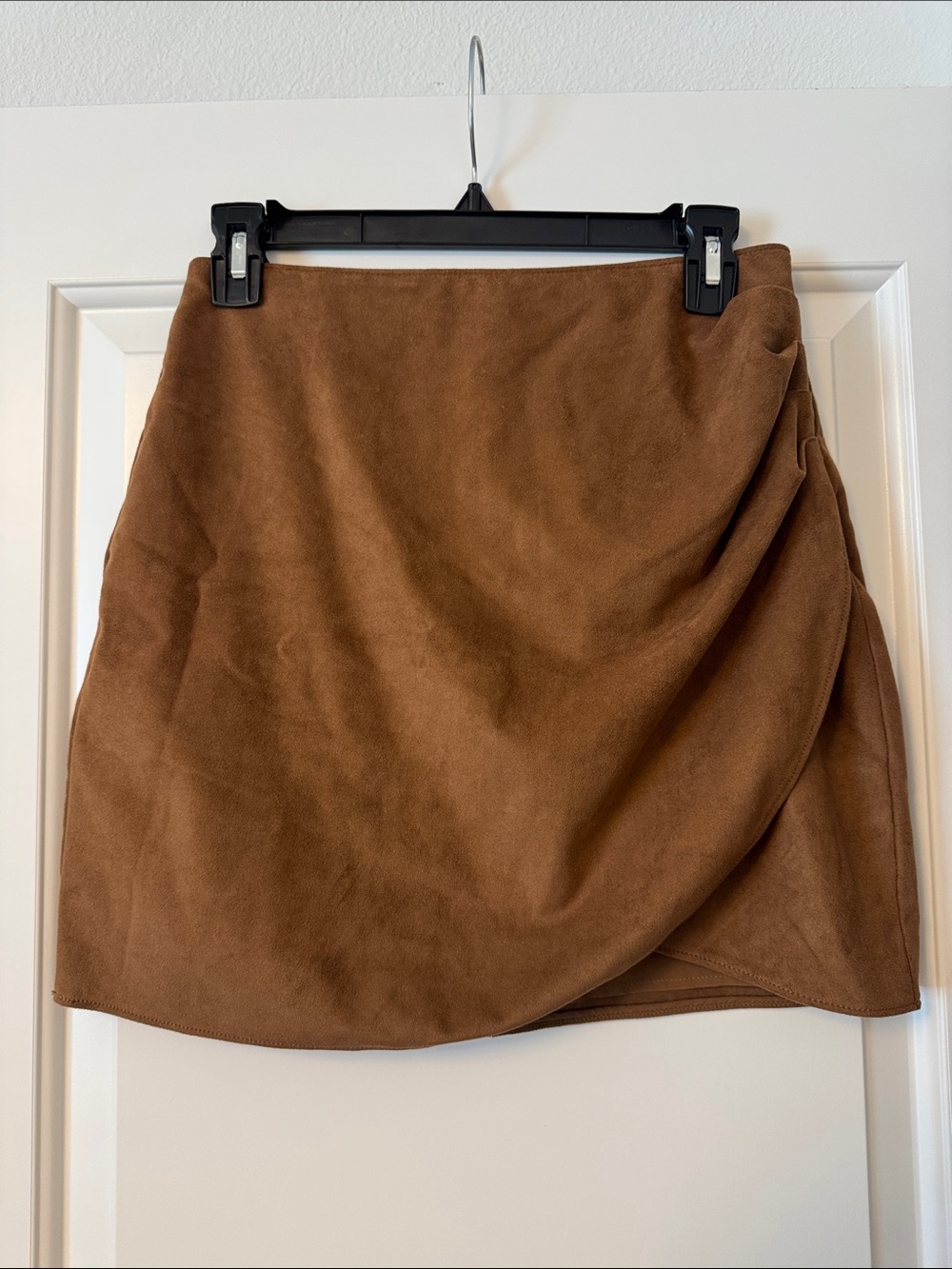 Brown Suede Wrap Mini Skirt